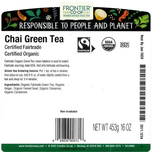 Chai Green Tea, Organic, Fairtrade Certified 1 lb.