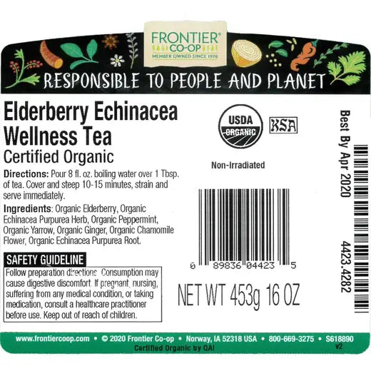 Elderberry Echinacea Wellness Tea, Organic 1 lb.