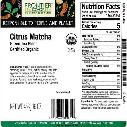 Citrus Matcha Green Tea, Organic 1 lb.
