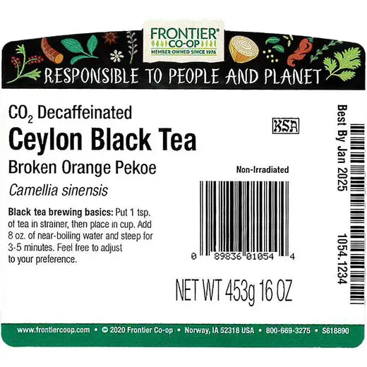 Decaffeinated Ceylon Black Tea (OP) 1 lb.