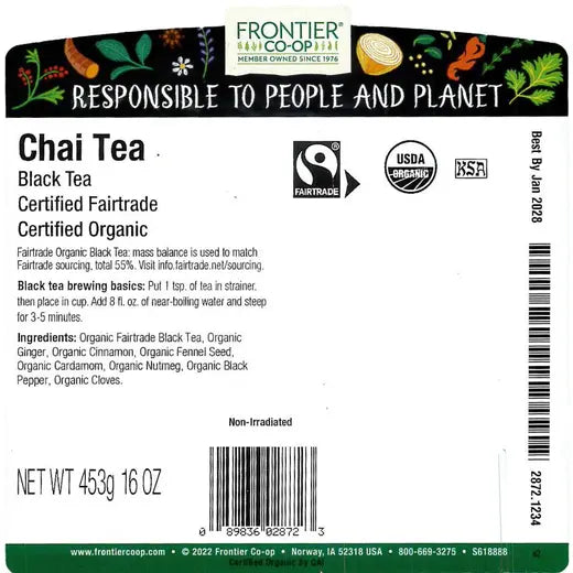 Chai Tea, Organic, Fairtrade Certified 1 lb.