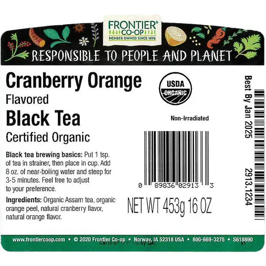 Cranberry Orange Flavored Black Tea, Organic 1 lb